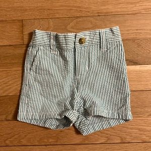 Janie & Jack green seersucker shorts size 3-6months, worn twice